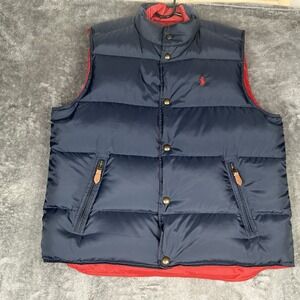 Polo Ralph Lauren Men's Quilted Down Puffer Vest Mens XL Blue Red REVERSIBLE EUC